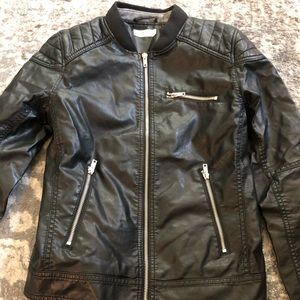 Boys H&M Black Leather Jacket size 13-14